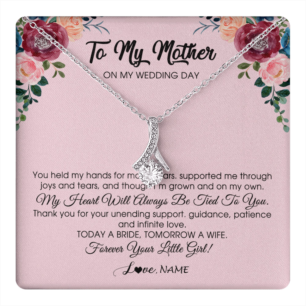 Alluring Beauty Necklace 14K White Gold Finish | 1 | Personalized To My Mother Necklace from Daughter On Wedding Day for Mom Bride's Mother Customized Gift Box Message Card | siriusteestore