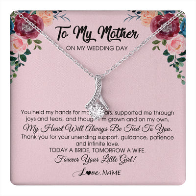 Alluring Beauty Necklace 14K White Gold Finish | 1 | Personalized To My Mother Necklace from Daughter On Wedding Day for Mom Bride's Mother Customized Gift Box Message Card | siriusteestore