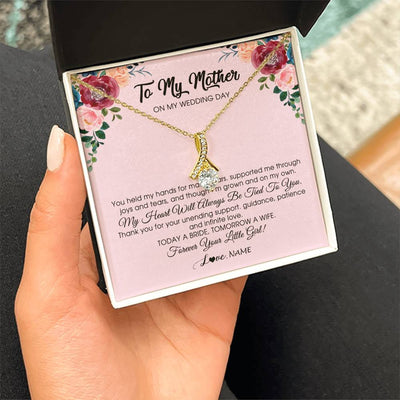 Alluring Beauty Necklace 18K Yellow Gold Finish | Personalized To My Mother Necklace from Daughter On Wedding Day for Mom Bride's Mother Customized Gift Box Message Card | siriusteestore