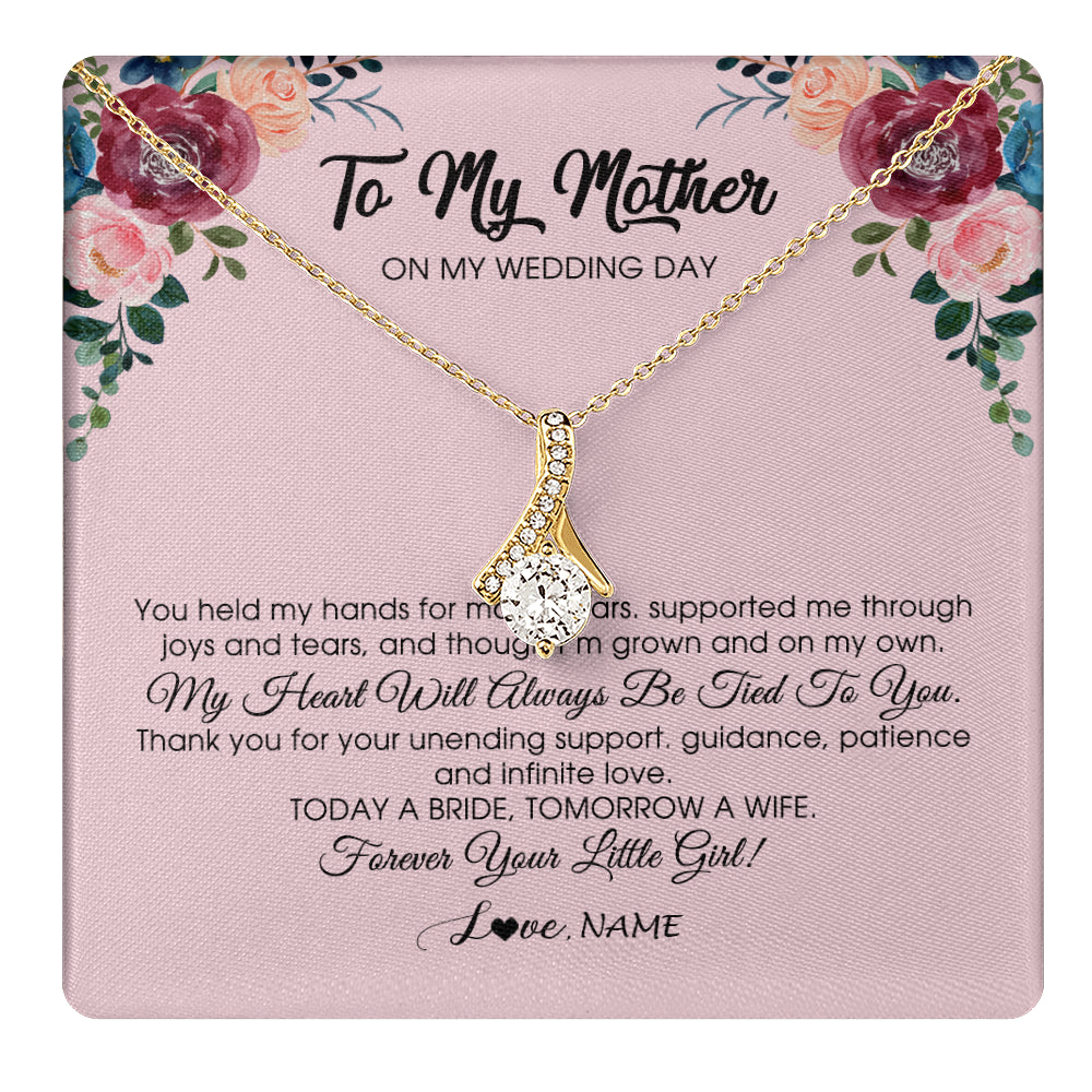 Alluring Beauty Necklace 18K Yellow Gold Finish | 1 | Personalized To My Mother Necklace from Daughter On Wedding Day for Mom Bride's Mother Customized Gift Box Message Card | siriusteestore