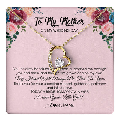 Forever Love Necklace 18K Yellow Gold Finish | 1 | Personalized To My Mother Necklace from Daughter On Wedding Day for Mom Bride's Mother Customized Gift Box Message Card | siriusteestore