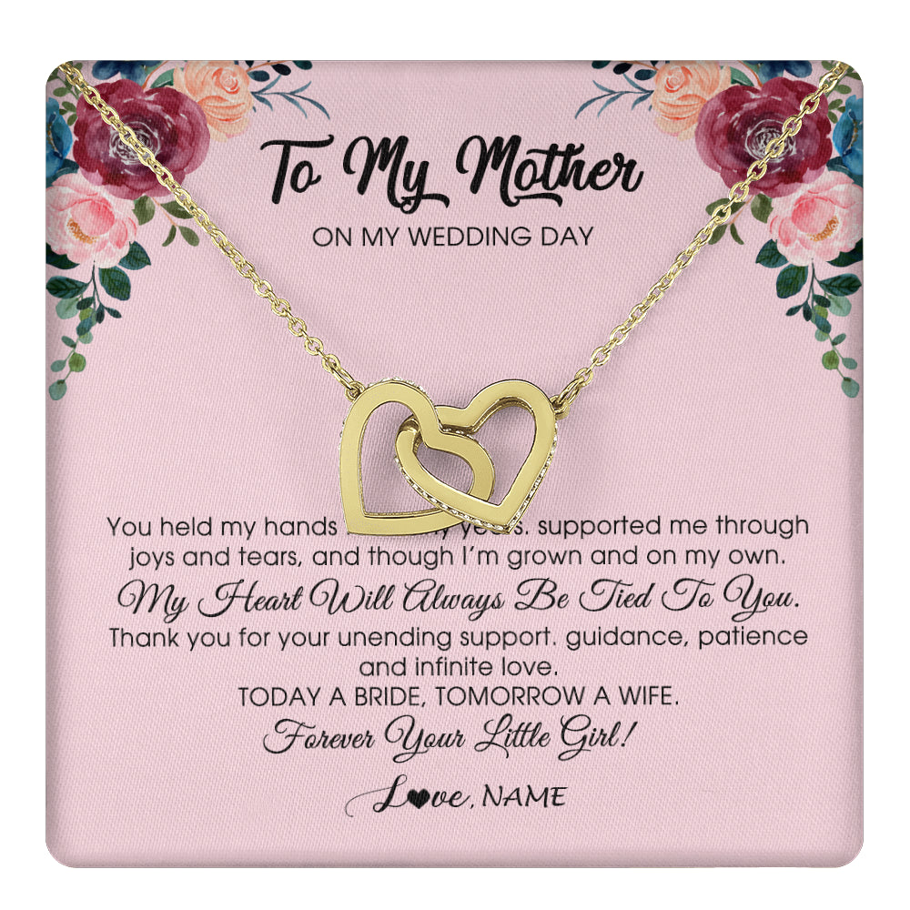 Interlocking Hearts Necklace 18K Yellow Gold Finish | 1 | Personalized To My Mother Necklace from Daughter On Wedding Day for Mom Bride's Mother Customized Gift Box Message Card | siriusteestore