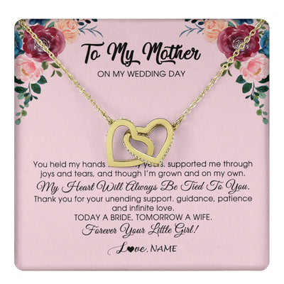Interlocking Hearts Necklace 18K Yellow Gold Finish | 1 | Personalized To My Mother Necklace from Daughter On Wedding Day for Mom Bride's Mother Customized Gift Box Message Card | siriusteestore