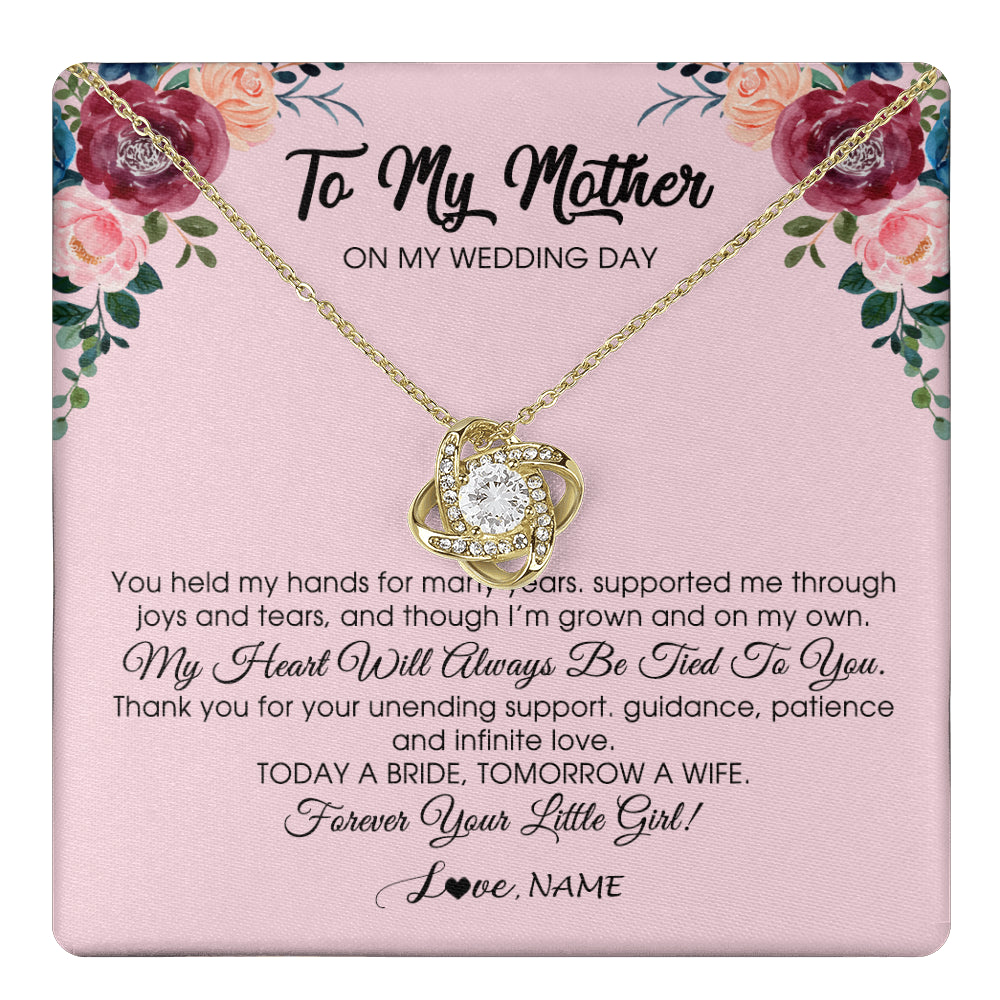 Love Knot Necklace 18K Yellow Gold Finish | 1 | Personalized To My Mother Necklace from Daughter On Wedding Day for Mom Bride's Mother Customized Gift Box Message Card | siriusteestore
