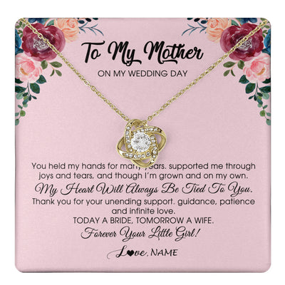Love Knot Necklace 18K Yellow Gold Finish | 1 | Personalized To My Mother Necklace from Daughter On Wedding Day for Mom Bride's Mother Customized Gift Box Message Card | siriusteestore