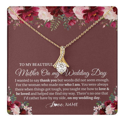 Alluring Beauty Necklace 18K Yellow Gold Finish | 1 | Personalized To My Mother On My Wedding Day Necklace From Daughter Bride To Mom I Wanted To Say Thank You Mother Jewelry Customized Gift Box Message Card | siriusteestore