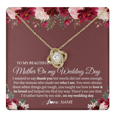 Love Knot Necklace 18K Yellow Gold Finish | 1 | Personalized To My Mother On My Wedding Day Necklace From Daughter Bride To Mom I Wanted To Say Thank You Mother Jewelry Customized Gift Box Message Card | siriusteestore