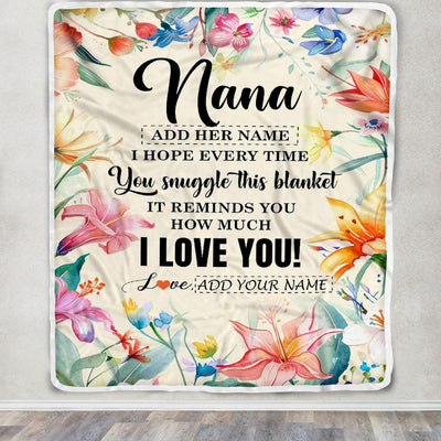 Personalized To My Nana Blanket From Granddaughter Grandson Floral I Love You Great Nana Birthday Gifts Mothers Day Christmas Customized Fleece Blanket | siriusteestore