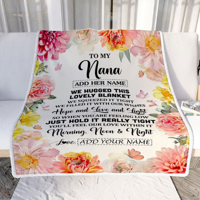 Personalized To My Nana Blanket From Grandkids Granddaughter Floral We Hugged This Lovely Nana Birthday Gifts Mothers Day Christmas Customized Fleece Blanket | siriusteestore