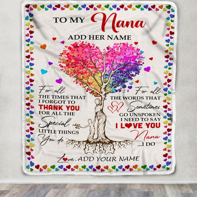 Personalized To My Nana Blanket From Grandkids Grandson Colorful Tree Thank You For All Nana Birthday Gifts Mothers Day Christmas Customized Fleece Blanket | siriusteestore
