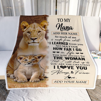 Personalized To My Nana Blanket From Grandson Granddaughter You Are The Greatest Lion Nana Birthday Gifts Mothers Day Christmas Customized Fleece Blanket | siriusteestore