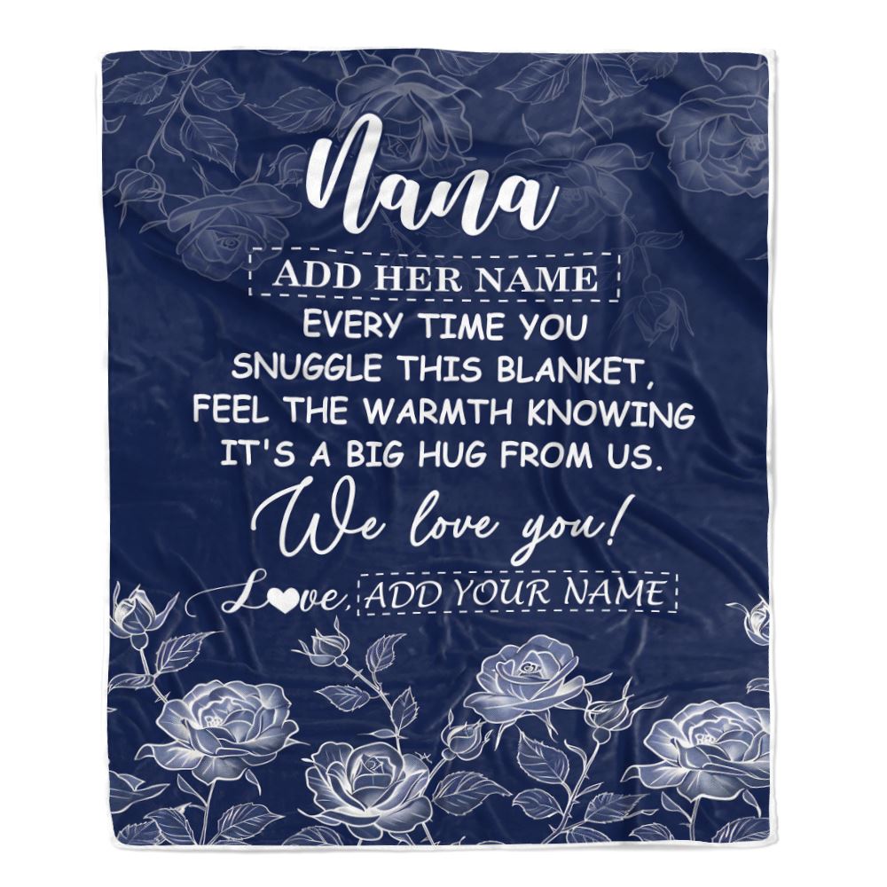 Personalized To My Nana Gifts Blanket From Granddaughter Grandson Blue Flower Love You Birthday Gifts For Nana Mothers Day Christmas Nana Fleece Throw Blanket | siriusteestore