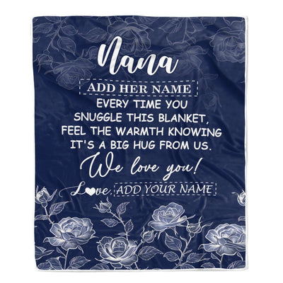 Personalized To My Nana Gifts Blanket From Granddaughter Grandson Blue Flower Love You Birthday Gifts For Nana Mothers Day Christmas Nana Fleece Throw Blanket | siriusteestore