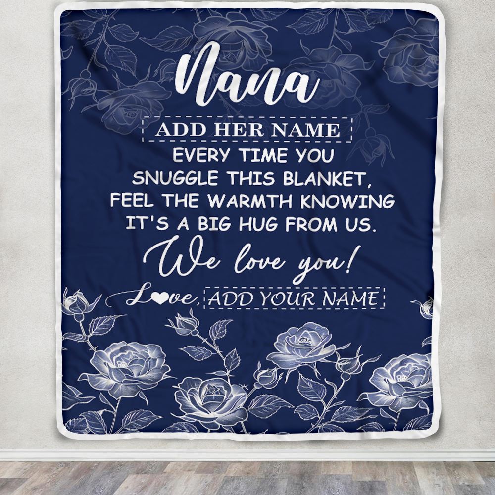 Personalized To My Nana Gifts Blanket From Granddaughter Grandson Blue Flower Love You Birthday Gifts For Nana Mothers Day Christmas Nana Fleece Throw Blanket | siriusteestore