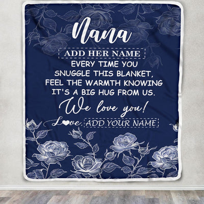 Personalized To My Nana Gifts Blanket From Granddaughter Grandson Blue Flower Love You Birthday Gifts For Nana Mothers Day Christmas Nana Fleece Throw Blanket | siriusteestore