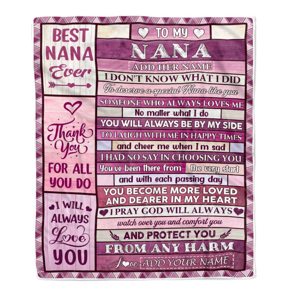Personalized To My Nana Gifts Blanket From Granddaughter Grandson Wood Thank You For All Gifts For Nana Mothers Day Birthday Christmas Fleece Throw Blanket | siriusteestore