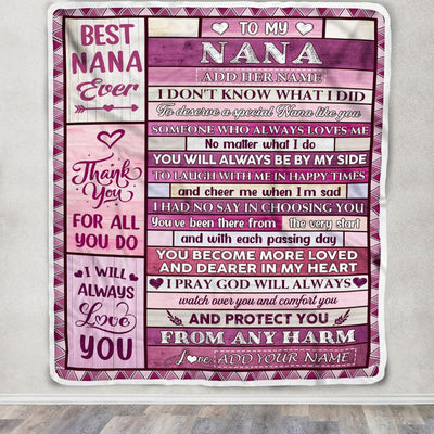 Personalized To My Nana Gifts Blanket From Granddaughter Grandson Wood Thank You For All Gifts For Nana Mothers Day Birthday Christmas Fleece Throw Blanket | siriusteestore