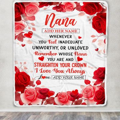 Personalized To My Nana Gifts From Granddaughter Grandson Blanket Rose Flower Anniversary Birthday Gifts Nana Mothers Day Christmas Custom Fleece Throw Blanket | siriusteestore