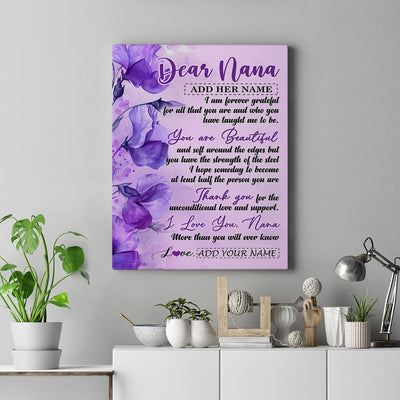 Personalized To My Nana Gifts From Granddaughter Grandson Canvas Flower You Are Beautiful Gifts For Nana Mothers Day Birthday Christmas Custom Print Framed Canvas | siriusteestore