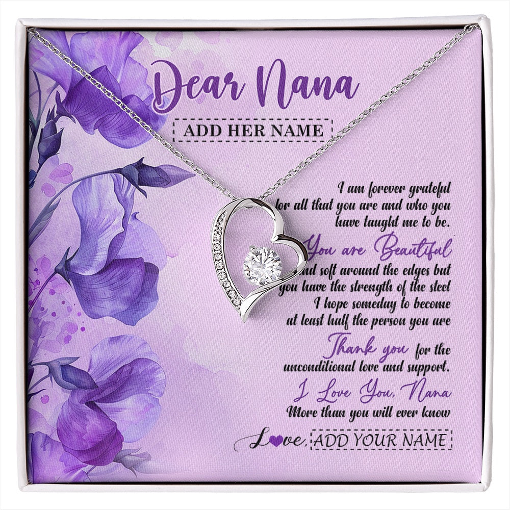 Forever Love Necklace 14K White Gold Finish | 1 | Personalized To My Nana Gifts From Granddaughter Necklace Flower You Are Beautiful Gifts For Nana Mothers Day Birthday Christmas Custom Gift Box Message Card | siriusteestore.myshopify