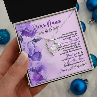 Forever Love Necklace 14K White Gold Finish | 2 | Personalized To My Nana Gifts From Granddaughter Necklace Flower You Are Beautiful Gifts For Nana Mothers Day Birthday Christmas Custom Gift Box Message Card | siriusteestore.myshopify