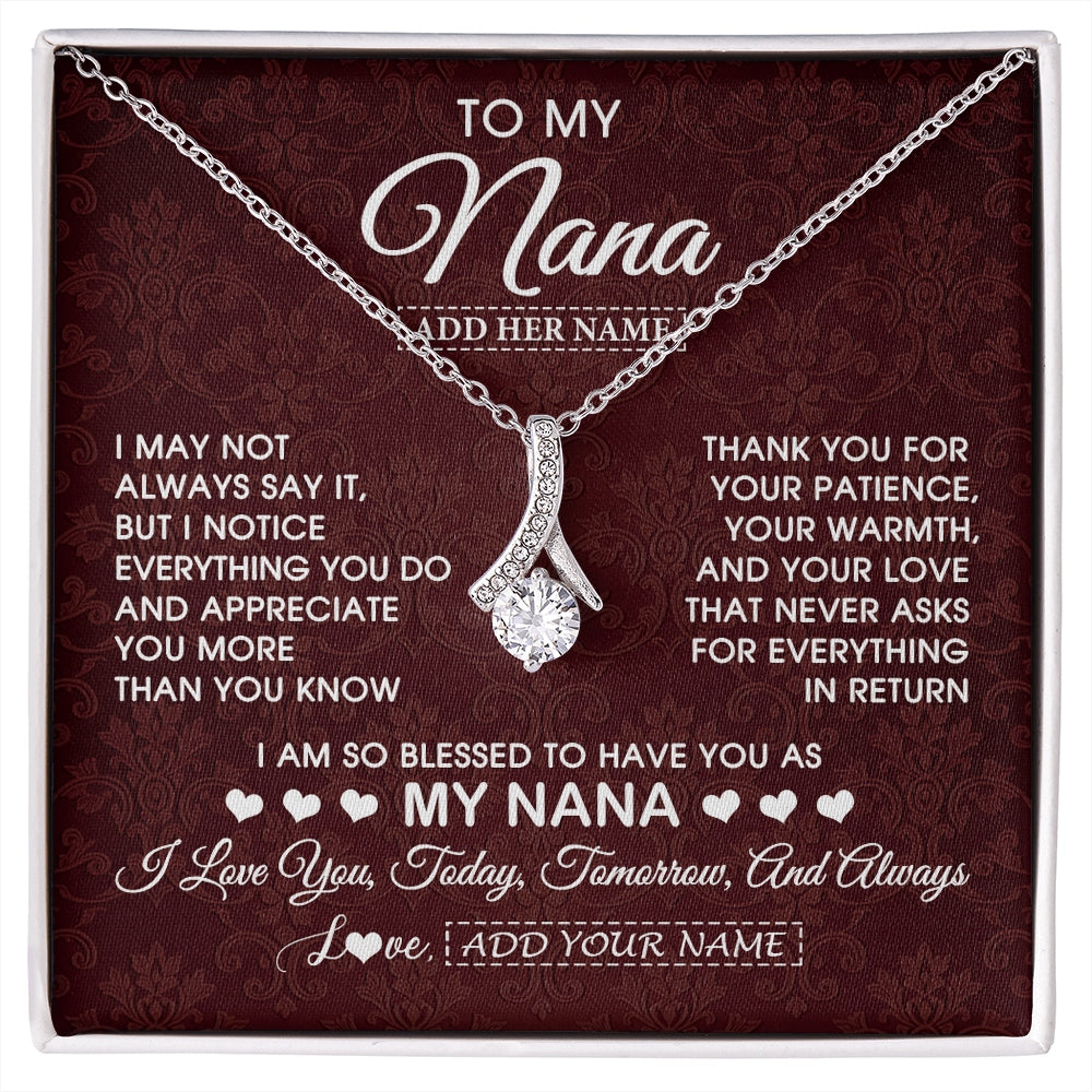 Alluring Beauty Necklace 14K White Gold Finish | 1 | Personalized To My Nana Gifts From Granddaughter Necklace Meaningful Jewelry Pendant Gifts For Nana Mothers Day Birthday Christmas Custom Gift Box Message Card | https://siriusteestore.
