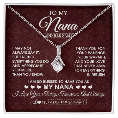 Alluring Beauty Necklace 14K White Gold Finish | 1 | Personalized To My Nana Gifts From Granddaughter Necklace Meaningful Jewelry Pendant Gifts For Nana Mothers Day Birthday Christmas Custom Gift Box Message Card | https://siriusteestore.