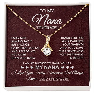 Alluring Beauty Necklace 18K Yellow Gold Finish | 1 | Personalized To My Nana Gifts From Granddaughter Necklace Meaningful Jewelry Pendant Gifts For Nana Mothers Day Birthday Christmas Custom Gift Box Message Card | https://siriusteestore.
