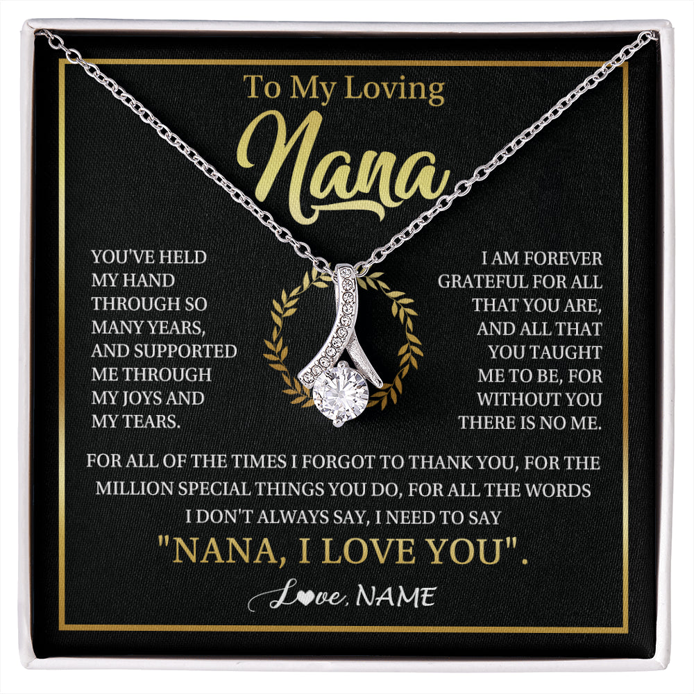Alluring Beauty Necklace 14K White Gold Finish | 1 | Personalized To My Nana Gifts Necklace From Granddaughter Grandson Grateful Thank You Nana Birthday Mothers Day Christmas Customized Gift Box Message Card | siriusteestore