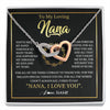 Interlocking Hearts Necklace Stainless Steel & Rose Gold Finish | 1 | Personalized To My Nana Gifts Necklace From Granddaughter Grandson Grateful Thank You Nana Birthday Mothers Day Christmas Customized Gift Box Message Card | siriusteestore