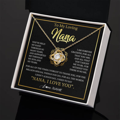 Love Knot Necklace 18K Yellow Gold Finish | 2 | Personalized To My Nana Gifts Necklace From Granddaughter Grandson Grateful Thank You Nana Birthday Mothers Day Christmas Customized Gift Box Message Card | siriusteestore