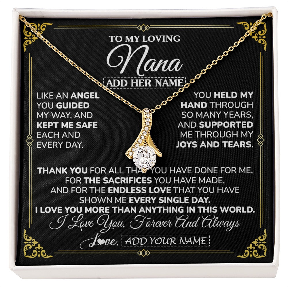 Alluring Beauty Necklace 18K Yellow Gold Finish | 1 | Personalized To My Nana Necklace Gifts Meaningful Gift To Nana From Granddaughter Without You There Is No Me Mothers Day Birthday Gift Box Message Card | https://siriusteestore.