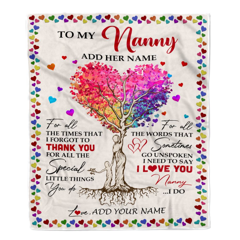 Personalized To My Nanny Blanket From Kids Colorful Tree Thank You For All Nanny Birthday Gifts Mothers Day Thanksgiving Christmas Customized Fleece Blanket | siriusteestore