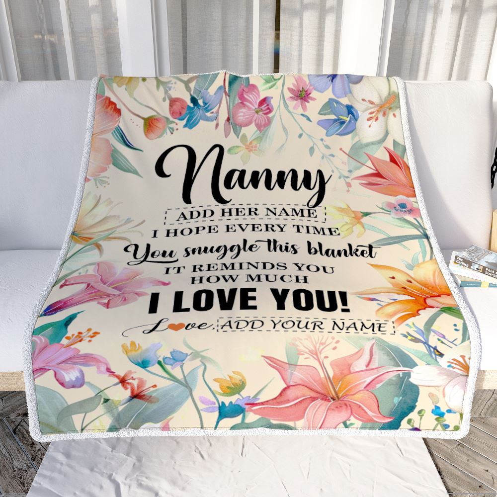 Personalized To My Nanny Blanket From Kids Floral I Love You Great Nanny Birthday Gifts Mothers Day Thanksgiving Christmas Customized Fleece Blanket | siriusteestore