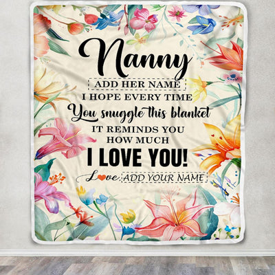 Personalized To My Nanny Blanket From Kids Floral I Love You Great Nanny Birthday Gifts Mothers Day Thanksgiving Christmas Customized Fleece Blanket | siriusteestore