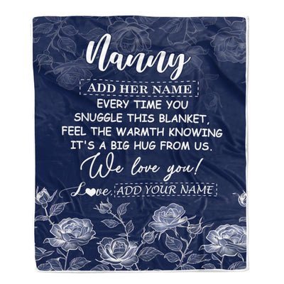 Personalized To My Nanny Gifts Blanket From Kids Blue Flower Love You Birthday Gifts For Nanny Mothers Day Birthday Thanksgiving Christmas Nanny Fleece Blanket | siriusteestore