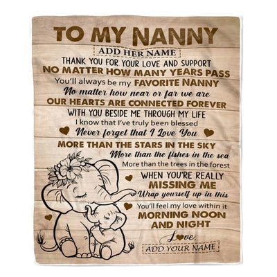 Personalized To My Nanny Gifts Blanket From Kids Grandkids Elephant My Favorite Nanny Birthday Gifts Mothers Day Christmas Custom Name Fleece Throw Blanket | siriusteestore