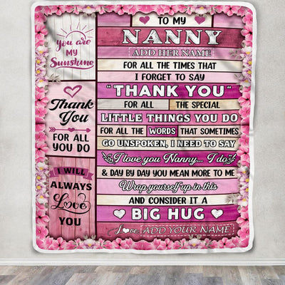 Personalized To My Nanny Gifts Blanket From Kids Grandkids Wood Thank You Best Nanny Birthday Gifts Mothers Day Christmas Custom Name Fleece Throw Blanket | siriusteestore