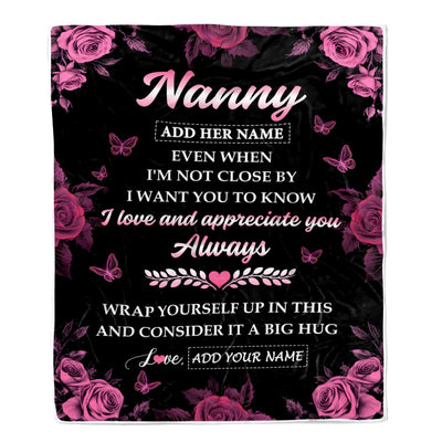 Personalized To My Nanny Gifts From Kids Blanket Rose Floral It A Big Hug Birthday Gift Idea For Nanny Gifts Christmas Customized Fleece Throw Blanket | siriusteestore