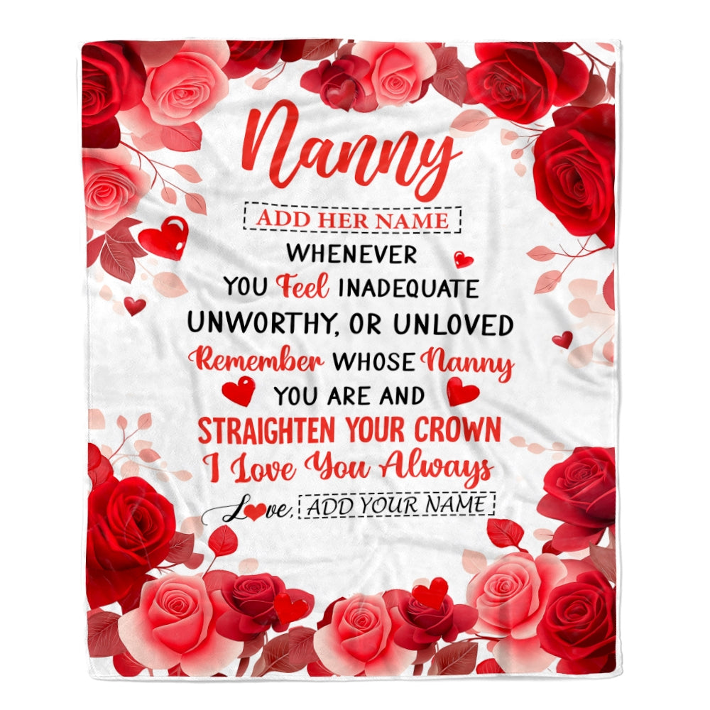 Personalized To My Nanny Gifts From Kids Blanket Rose Flower Anniversary Birthday Gifts Nanny Mothers Day Thanksgiving Birthday Christmas Custom Fleece Blanket | siriusteestore
