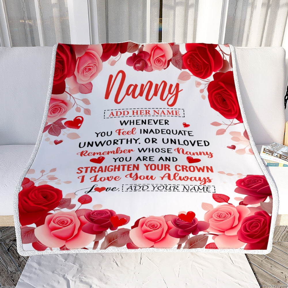 Personalized To My Nanny Gifts From Kids Blanket Rose Flower Anniversary Birthday Gifts Nanny Mothers Day Thanksgiving Birthday Christmas Custom Fleece Blanket | siriusteestore