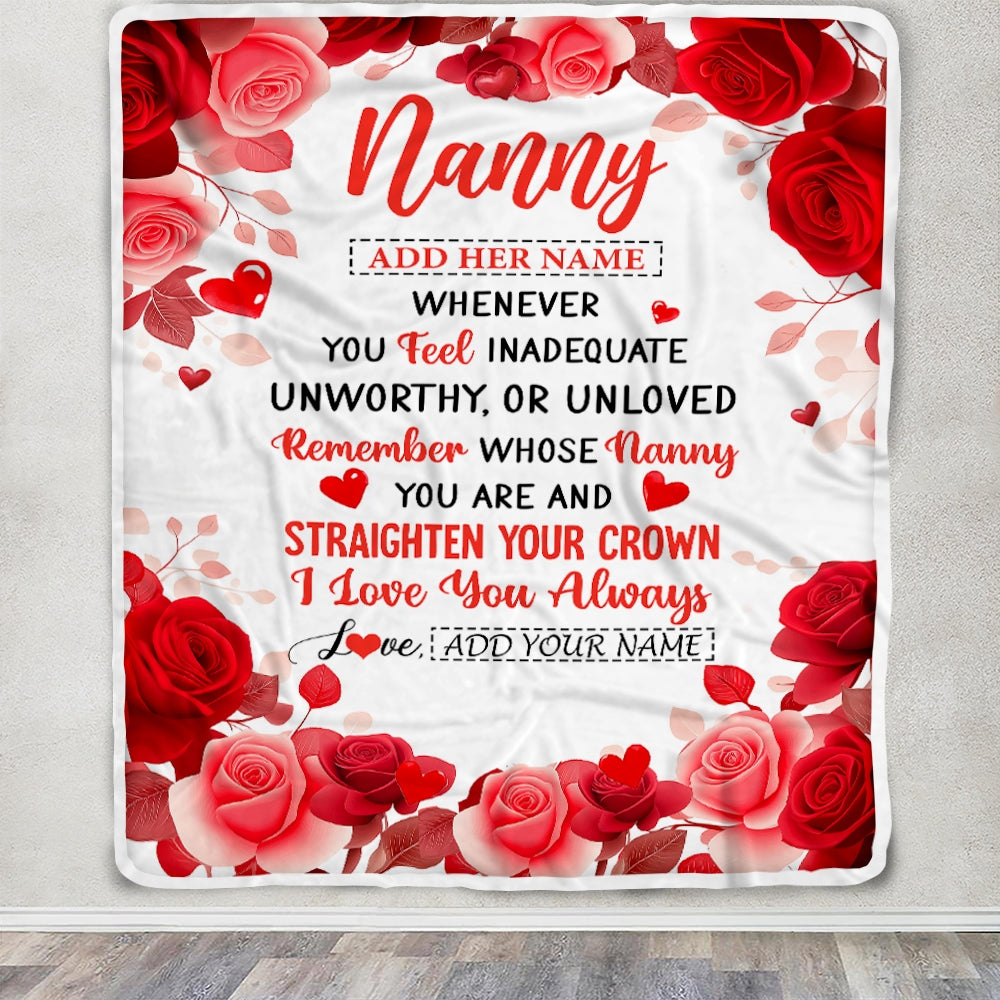 Personalized To My Nanny Gifts From Kids Blanket Rose Flower Anniversary Birthday Gifts Nanny Mothers Day Thanksgiving Birthday Christmas Custom Fleece Blanket | siriusteestore
