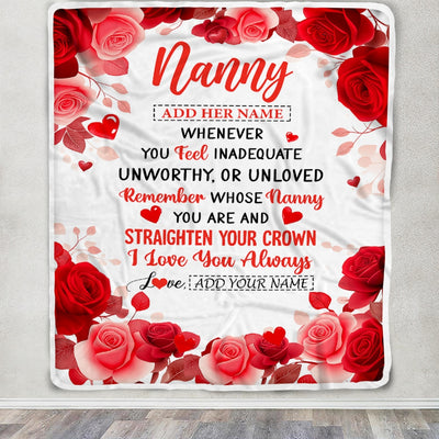 Personalized To My Nanny Gifts From Kids Blanket Rose Flower Anniversary Birthday Gifts Nanny Mothers Day Thanksgiving Birthday Christmas Custom Fleece Blanket | siriusteestore