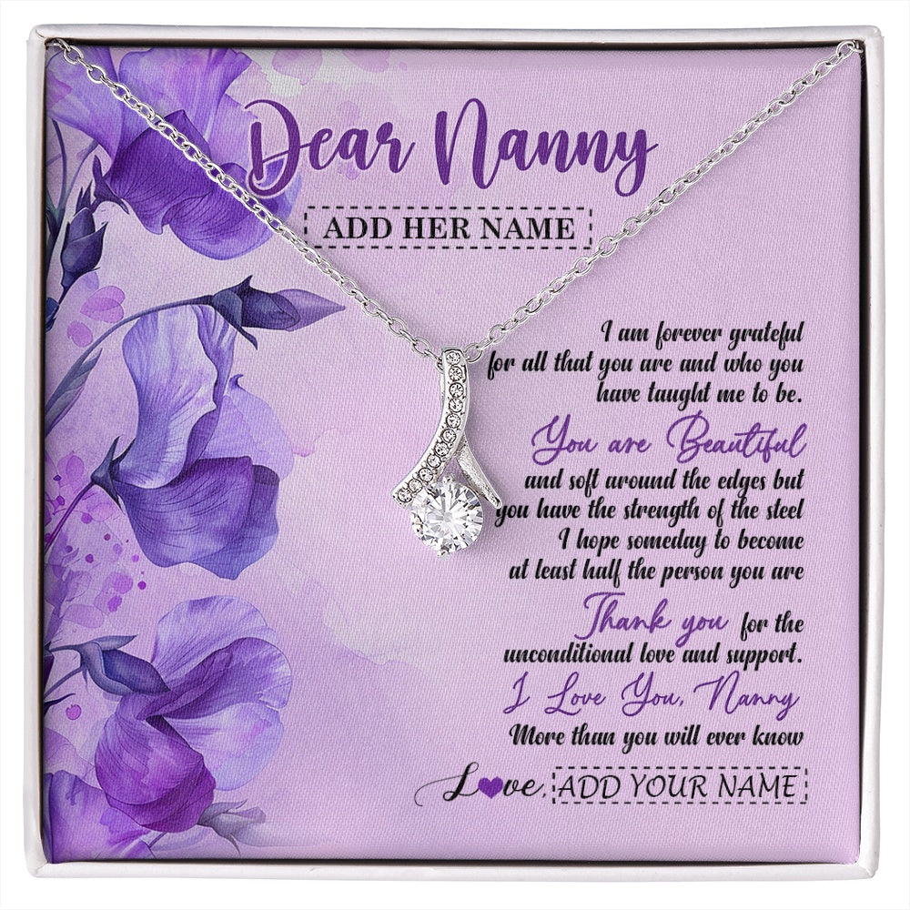 Alluring Beauty Necklace 14K White Gold Finish | 1 | Personalized To My Nanny Gifts Necklace Flower You Are Beautiful Gifts For Nanny Mothers Day Birthday Thanksgiving Christmas Custom Gift Box Message Card | siriusteestore.myshopify