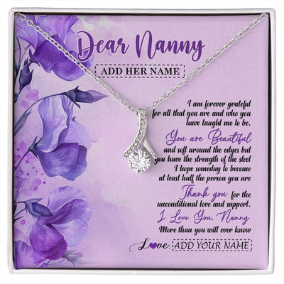 Alluring Beauty Necklace 14K White Gold Finish | 1 | Personalized To My Nanny Gifts Necklace Flower You Are Beautiful Gifts For Nanny Mothers Day Birthday Thanksgiving Christmas Custom Gift Box Message Card | siriusteestore.myshopify