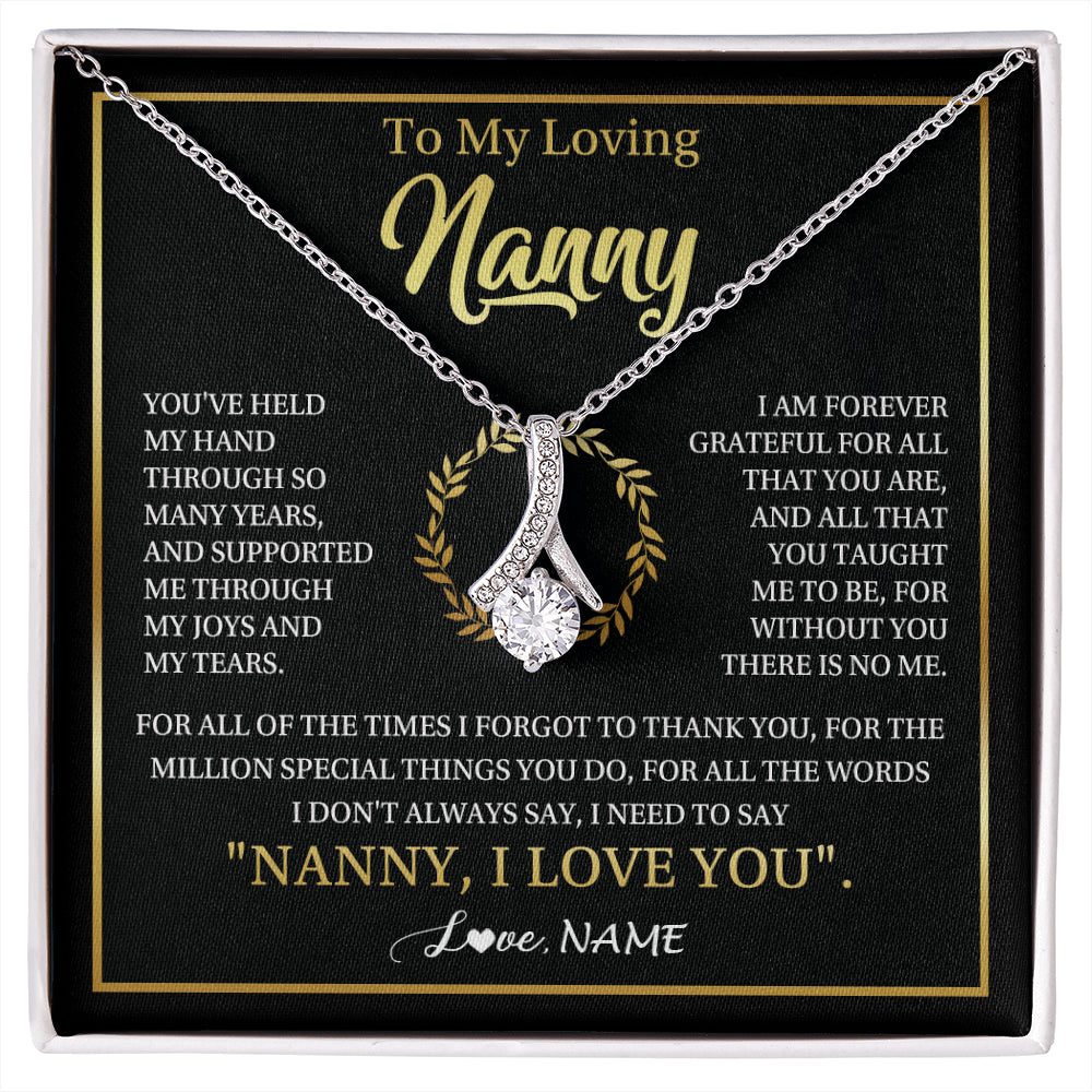 Alluring Beauty Necklace 14K White Gold Finish | 1 | Personalized To My Nanny Gifts Necklace From Granddaughter Grandkids Grateful Thank You Nanny Birthday Mothers Day Christmas Customized Gift Box Message Card | siriusteestore