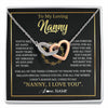 Interlocking Hearts Necklace Stainless Steel & Rose Gold Finish | 1 | Personalized To My Nanny Gifts Necklace From Granddaughter Grandkids Grateful Thank You Nanny Birthday Mothers Day Christmas Customized Gift Box Message Card | siriusteestore