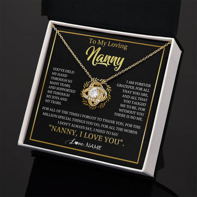 Love Knot Necklace 18K Yellow Gold Finish | 2 | Personalized To My Nanny Gifts Necklace From Granddaughter Grandkids Grateful Thank You Nanny Birthday Mothers Day Christmas Customized Gift Box Message Card | siriusteestore