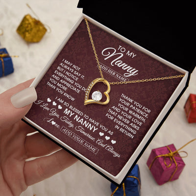 Forever Love Necklace 18K Yellow Gold Finish | 2 | Personalized To My Nanny Gifts Necklace Meaningful Jewelry Pendant Gifts For Nanny Mothers Day Birthday Anniversary Christmas Custom Gift Box Message Card | https://siriusteestore.