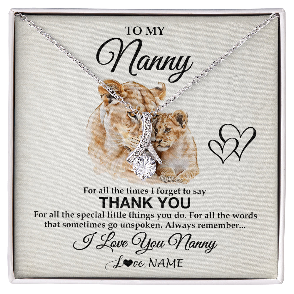 Alluring Beauty Necklace 14K White Gold Finish | 1 | Personalized To My Nanny Necklace From Granddaughter Thank You Lion Nanny Gift For Mothers Day Birthday Gift Christmas For Nanny Gift Box Message Card | siriusteestore